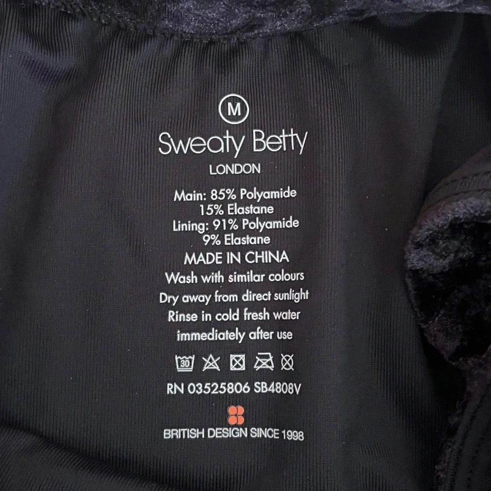 {Sweaty Betty} Retreat Velvet One Piece Swimsuit in Black - Womens Medium - NWT